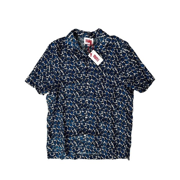 Solid & Striped The Cabana Linen Shirt Abstract Floral Lapis Blue ( S ) - Picture 2 of 4